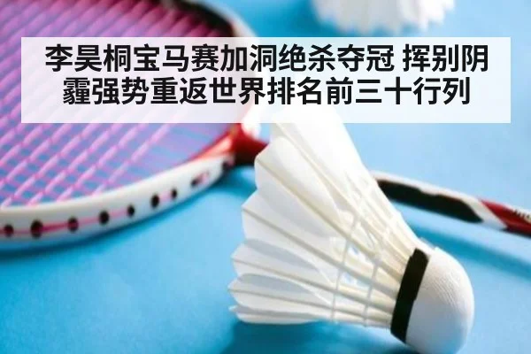 李昊桐宝马赛加洞绝杀夺冠 挥别阴霾强势重返世界排名前三十行列